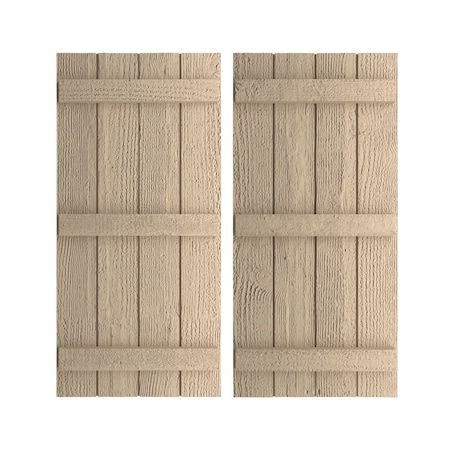 Rustic Four Board Joined Board-n-Batten Rough Sawn Faux Wood Shutters, 22W X 58H